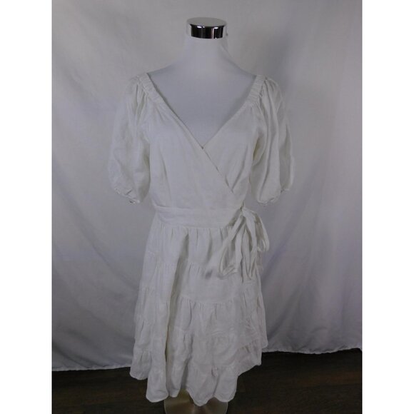 Lilly Pulitzer Dresses & Skirts - Lilly Pulitzer Dress Womens Small White Linen Wrap Ruffle Tiered Mini Boho